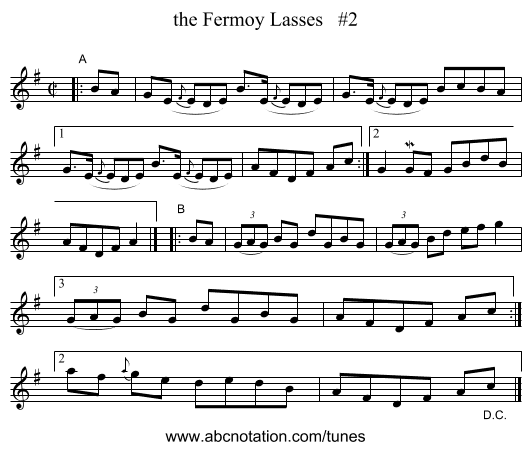 the Fermoy Lasses   #2 - staff notation