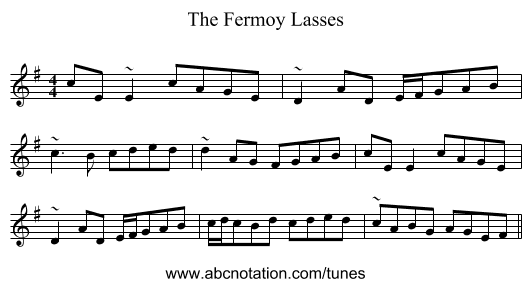 The Fermoy Lasses - staff notation