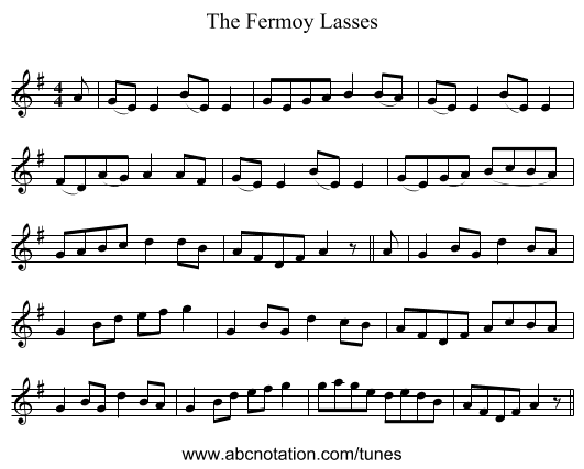 The Fermoy Lasses - staff notation