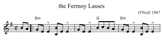 the Fermoy Lasses - staff notation