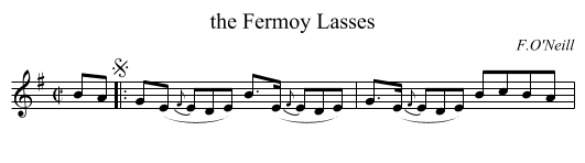 the Fermoy Lasses - staff notation