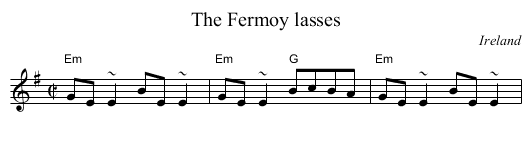 The Fermoy lasses - staff notation