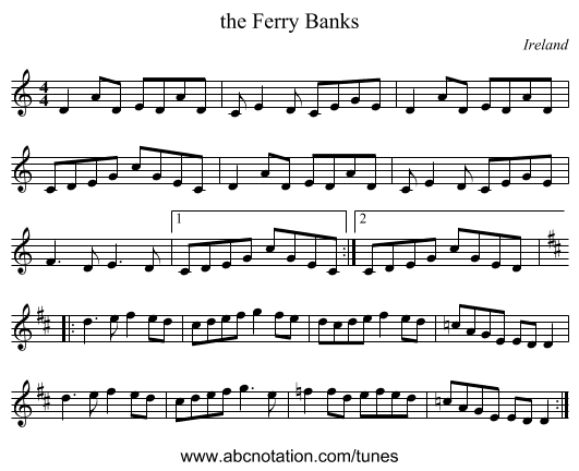 the Ferry Banks - staff notation