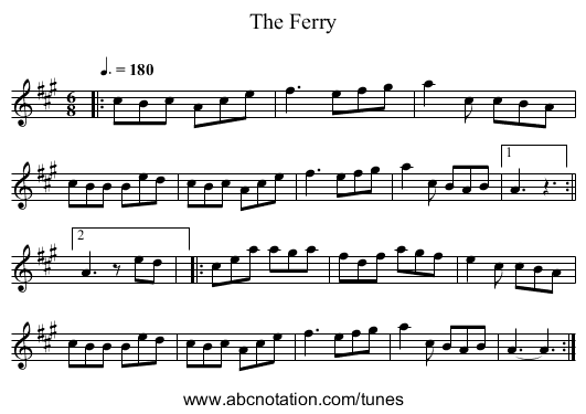 The Ferry - staff notation