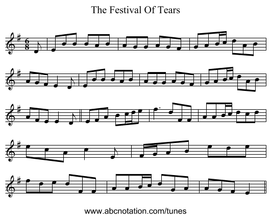 The Festival Of Tears - staff notation