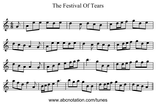 The Festival Of Tears - staff notation