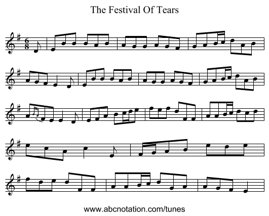 The Festival Of Tears - staff notation