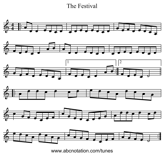 The Festival - staff notation