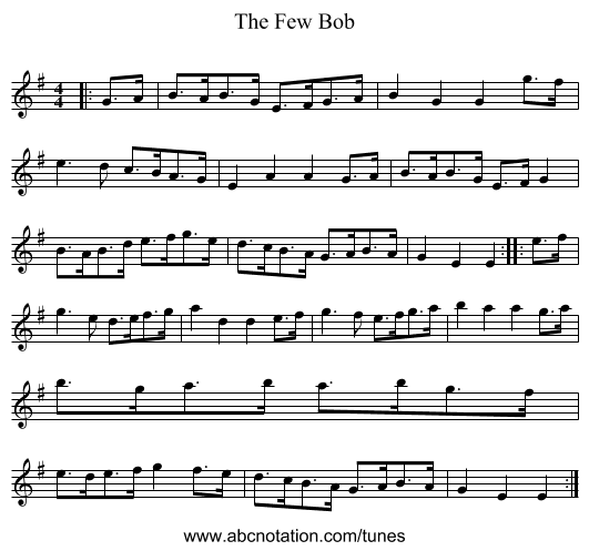 The Few Bob - staff notation