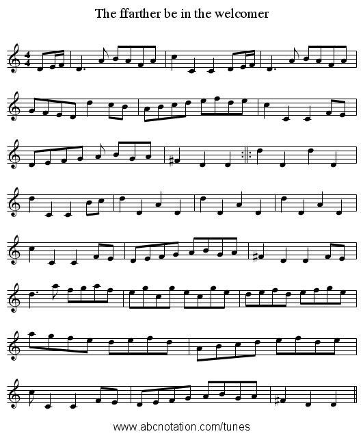 The ffarther be in the welcomer - staff notation