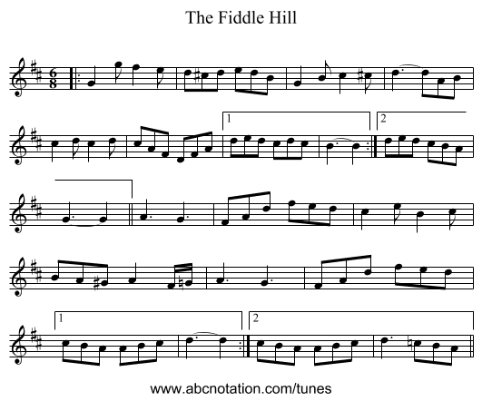 The Fiddle Hill - staff notation