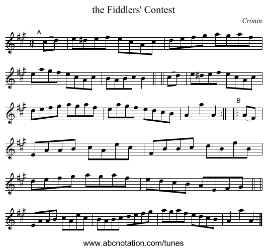 the Fiddlers' Contest - staff notation