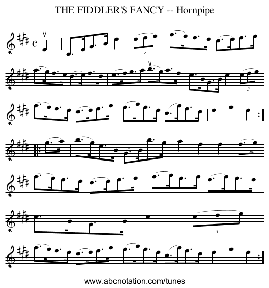 THE FIDDLER'S FANCY -- Hornpipe - staff notation