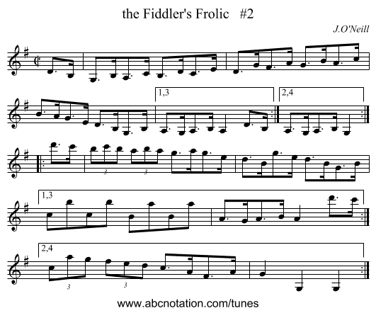 the Fiddler's Frolic   #2 - staff notation