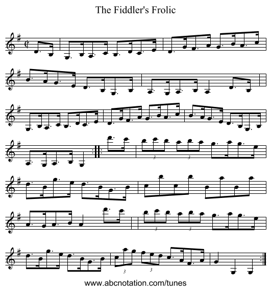 The Fiddler's Frolic - staff notation