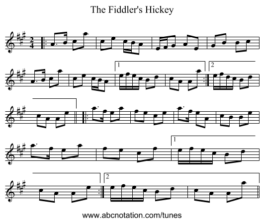 The Fiddler's Hickey - staff notation
