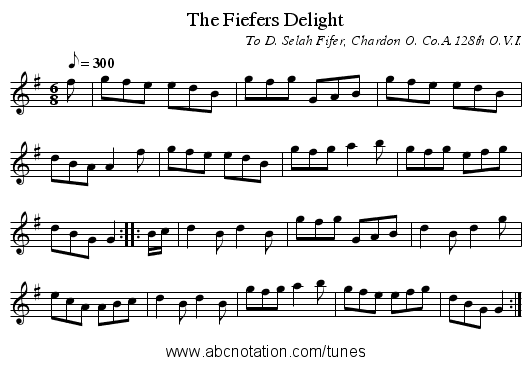 The Fiefers Delight - staff notation