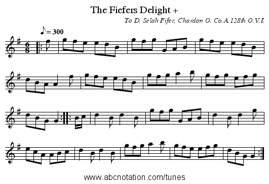 The Fiefers Delight + - staff notation
