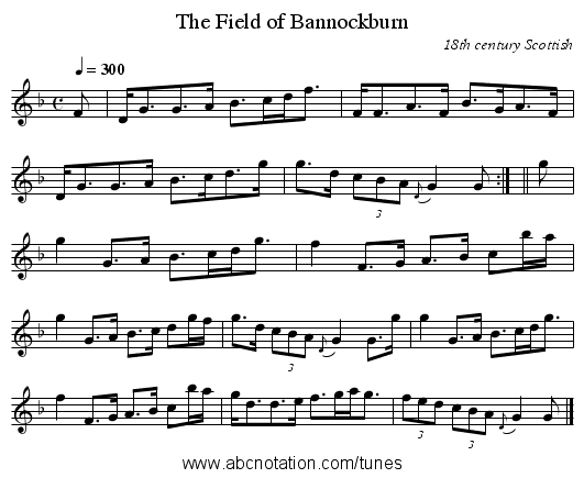 The Field of Bannockburn - staff notation