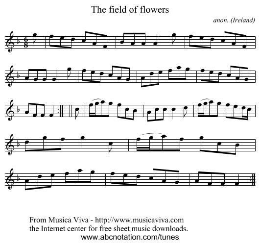 The field of flowers - staff notation