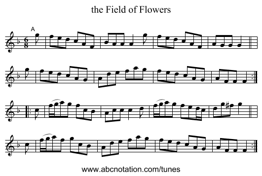 the Field of Flowers - staff notation
