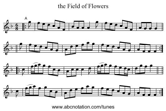 the Field of Flowers - staff notation
