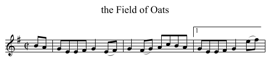 the Field of Oats - staff notation
