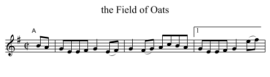 the Field of Oats - staff notation