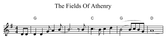 The Fields Of Athenry - staff notation