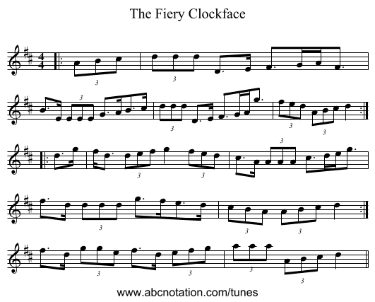 The Fiery Clockface - staff notation