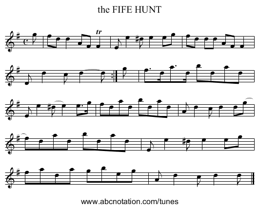 the FIFE HUNT - staff notation