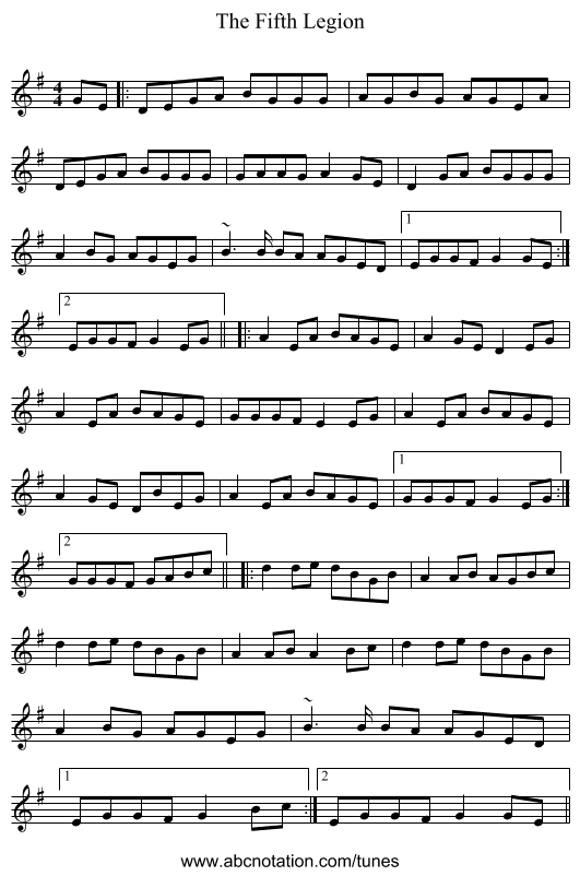 The Fifth Legion - staff notation
