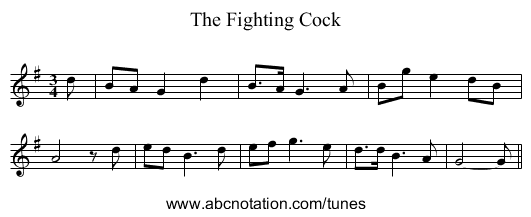 The Fighting Cock - staff notation