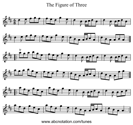 The Figure of Three - staff notation