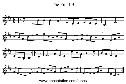 The Final B - staff notation
