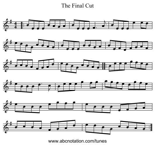 The Final Cut - staff notation