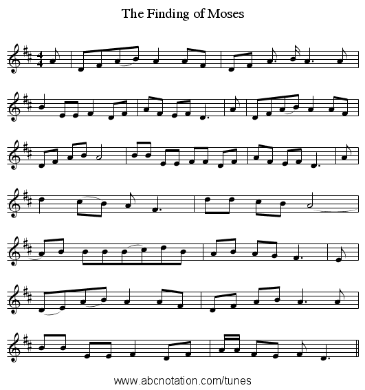 The Finding of Moses - staff notation