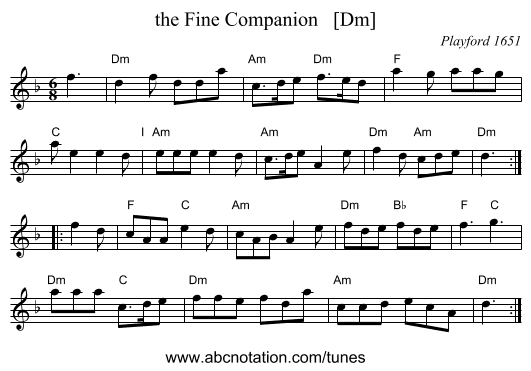 the Fine Companion   [Dm] - staff notation