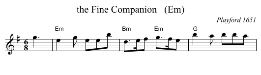 the Fine Companion   (Em) - staff notation