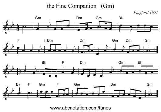the Fine Companion   (Gm) - staff notation