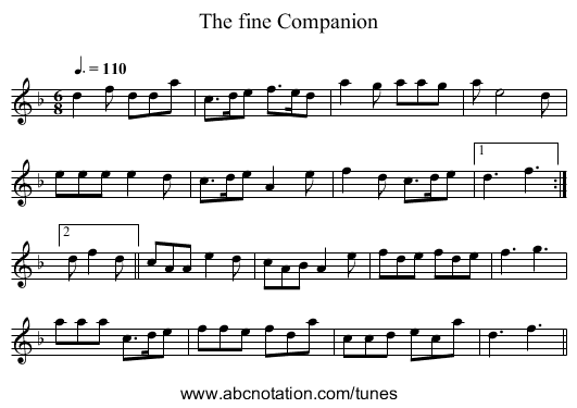 The fine Companion - staff notation