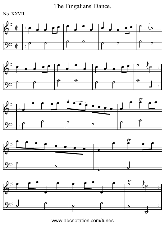 The Fingalians' Dance. - staff notation