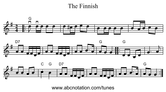 The Finnish - staff notation