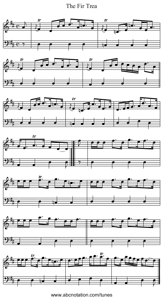 The Fir Trea - staff notation