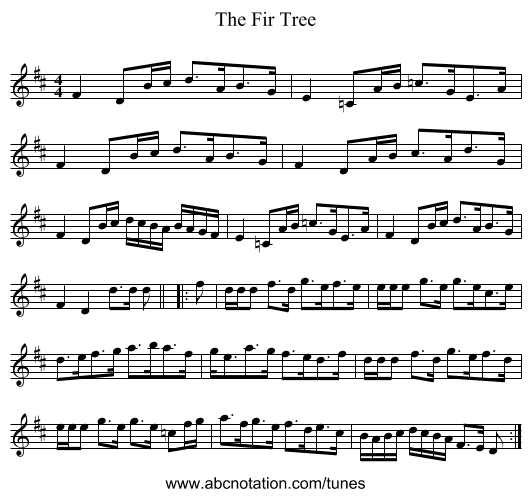 The Fir Tree - staff notation