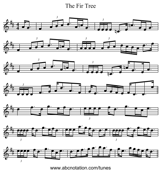 The Fir Tree - staff notation