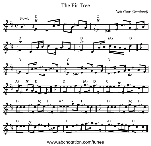 The Fir Tree - staff notation
