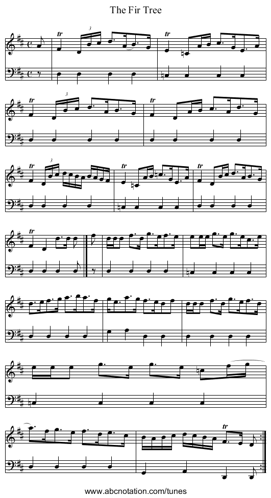 The Fir Tree - staff notation
