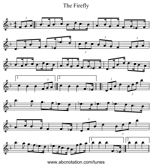 The Firefly - staff notation