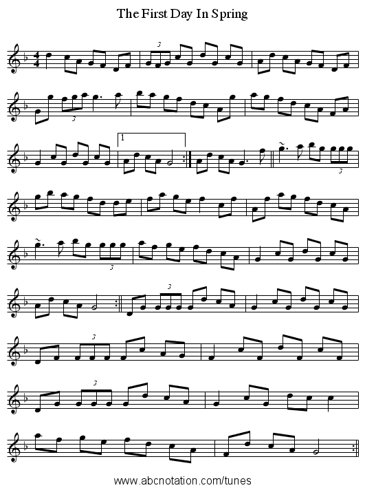 The First Day In Spring - staff notation